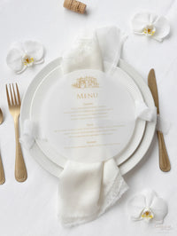 Ashridge House Venue Painted and Sketched | Hand Made 100% Wooden Custom Wedding Fan + Oval Menu Set