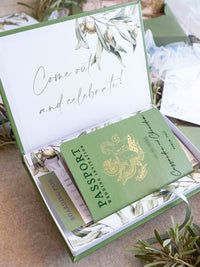 Luxury Wedding Box with Passport in Vegan Leather & Venue | Puglia, Italy| Bespoke C&C