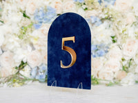 Bespoke Velvet Table Number | Monogram 3D Gold Plexi