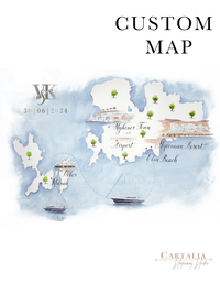 MAP | Bespoke Artist Commission:  Lake Como Map by Watercolor Illustrations | Locations : Grand Hotel Tremezzo Villa Del Balbianello Villa Balbiano Villa D'este