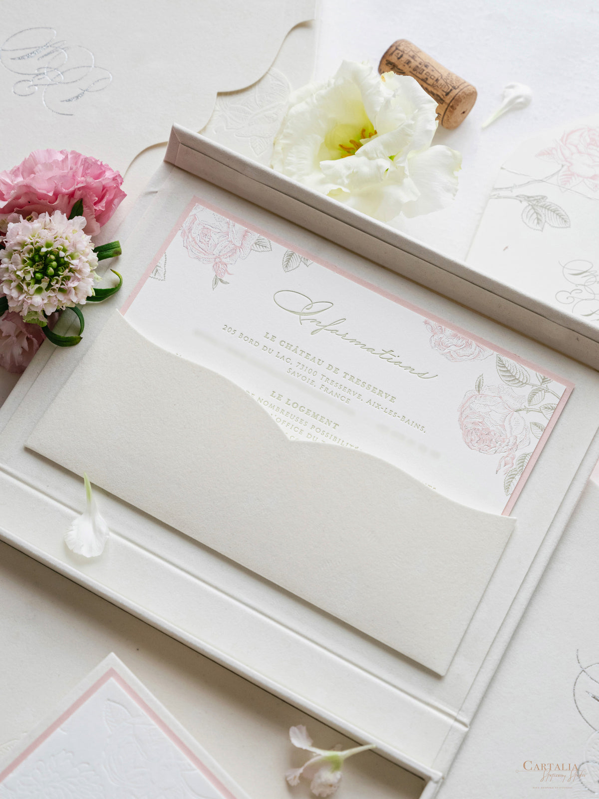 Luxury Velvet Hard Back Box Ivory Invitation | Bespoke Commission M&P