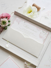 Luxury Velvet Hard Back Box Ivory Invitation | Bespoke Commission M&P