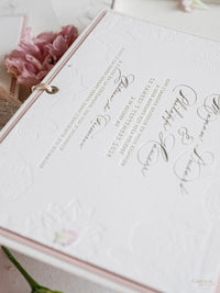 Luxury Velvet Hard Back Box Ivory Invitation | Bespoke Commission M&P