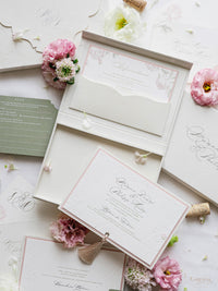 Luxury Velvet Hard Back Box Ivory Invitation | Bespoke Commission M&P