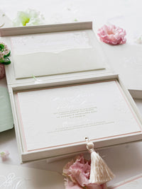 Luxury Velvet Hard Back Box Ivory Invitation | Bespoke Commission M&P