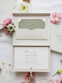 Luxury Velvet Hard Back Box Ivory Invitation | Bespoke Commission M&P