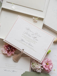 Luxury Velvet Hard Back Box Ivory Invitation | Bespoke Commission M&P