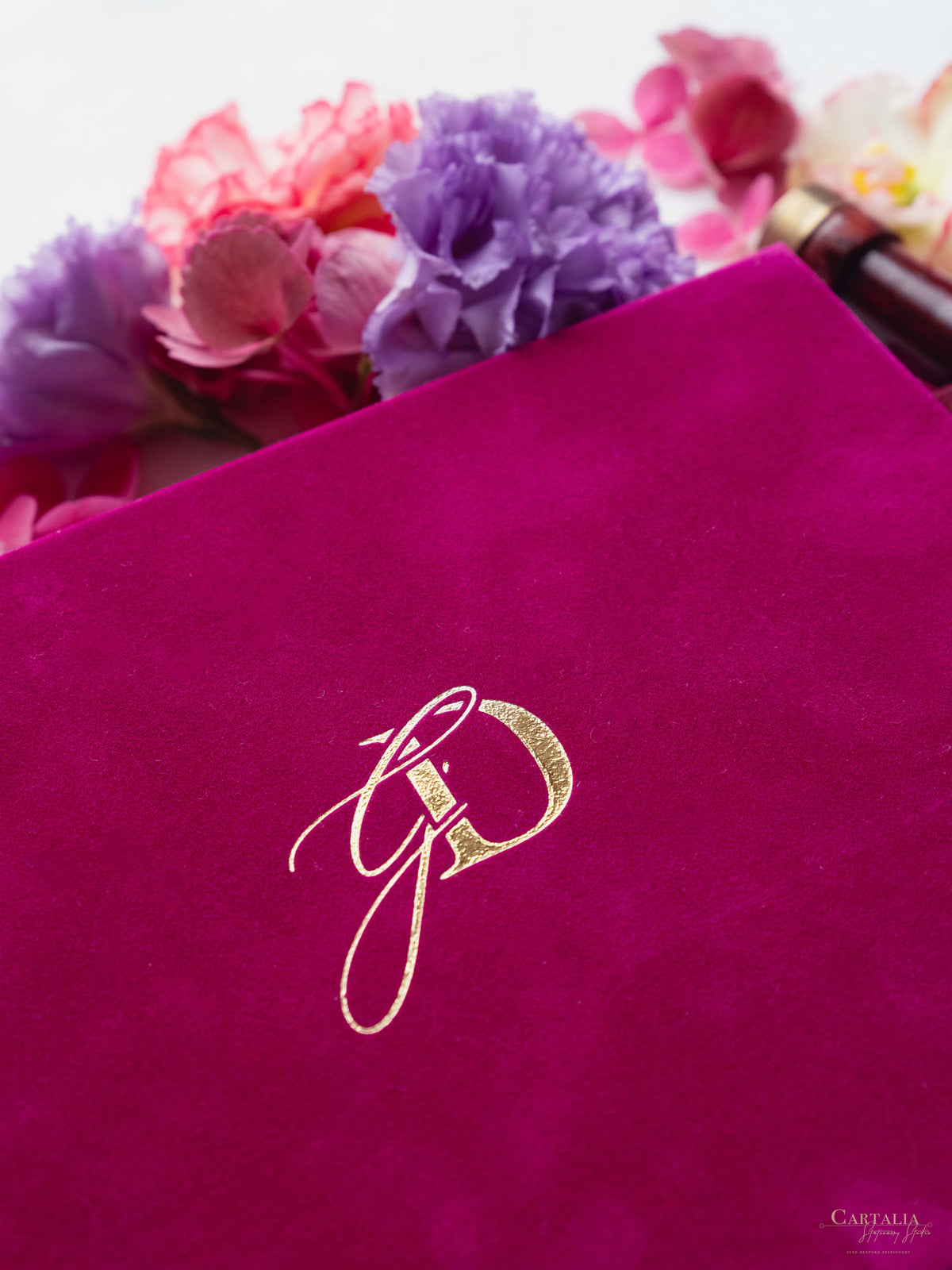 Luxury Velvet Box with Acrylic Invitation & Tassel – Fuchsia Pink | Custom Wedding Invitation Suite