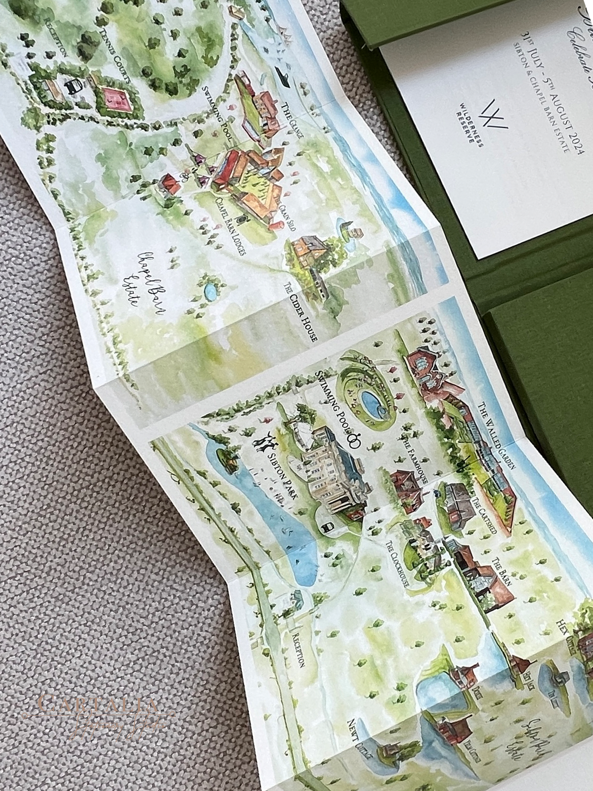 MAP | Bespoke Artist Commission:  Lake Como Map by Watercolor Illustrations | Locations : Grand Hotel Tremezzo Villa Del Balbianello Villa Balbiano Villa D'este