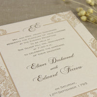 Invitación de noche damasco en relieve