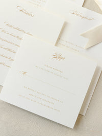 Luxury Classic Pocket fold with 4 inserts Wedding Invitation Suite with Gold Foil