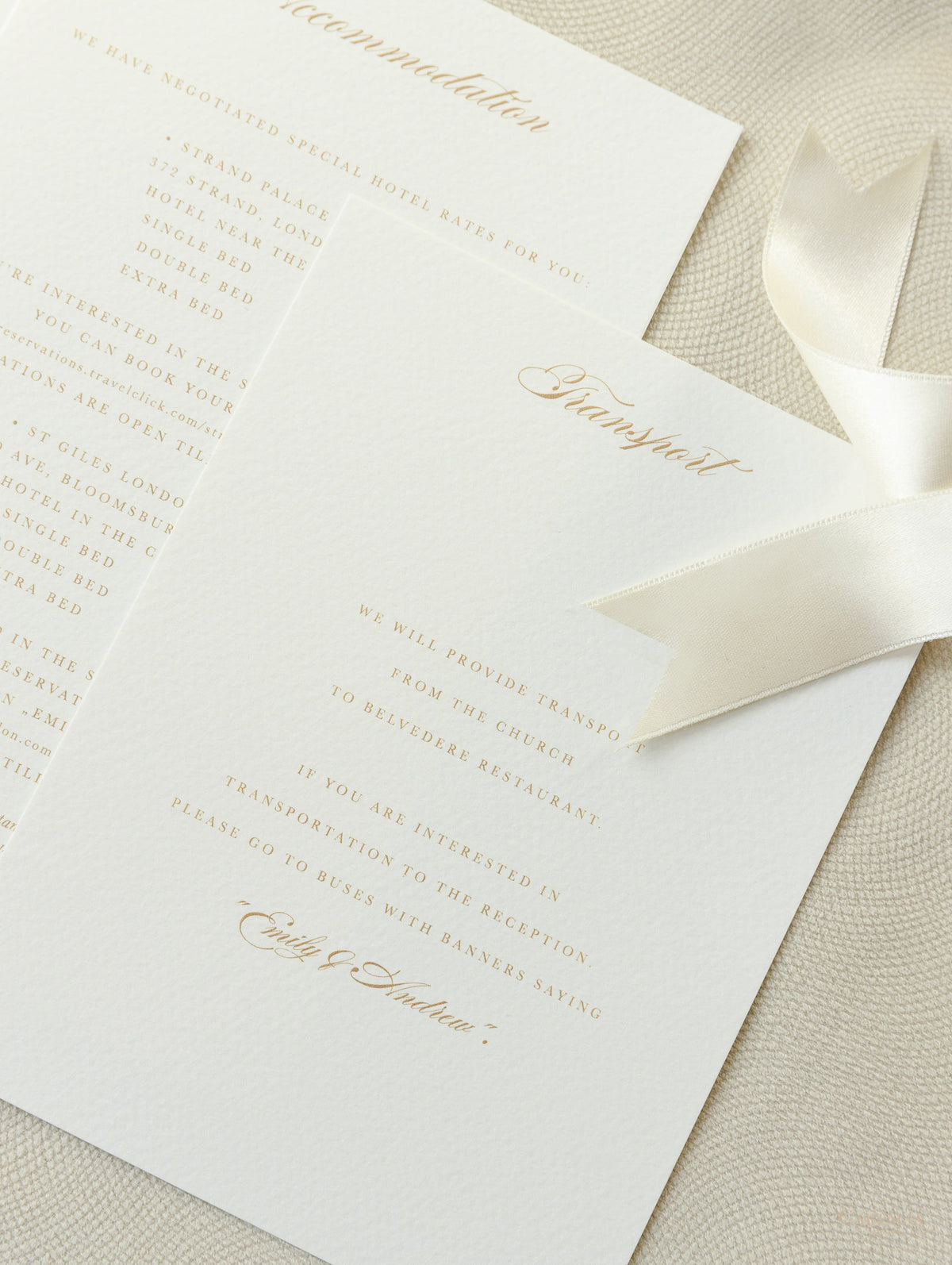 Luxury Classic Pocket fold with 4 inserts Wedding Invitation Suite with Gold Foil