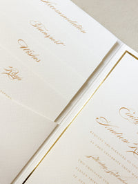 Lusso classico tascabile con 4 inserti Suite di inviti di nozze con lamina d'oro