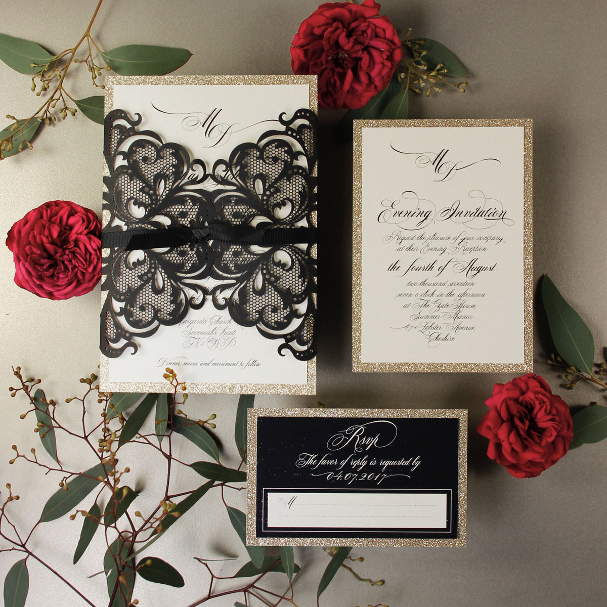 Black Opulence Luxury Place Card | Escort Card