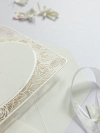 Champagne Romantic Roses Mirror Laser Cut le jour du mariage Invitation
