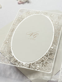Champagne Romantic Roses Mirror Laser Cut le jour du mariage Invitation