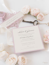 Laser Cut Blush and Cream Belly Band Matching Evening Card