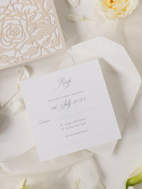 Classic Elegance Laser cut Pull out folder Invitation in Cream and Champagne Metallic Colours