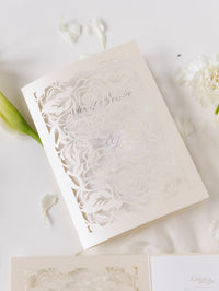 Classic Elegance Laser cut Cream and Champagne Metallic Colours Order of Service / Menu