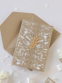 Leafy Arch Gatefold Intricate Laser Cut Leaf Lace Day Invitation