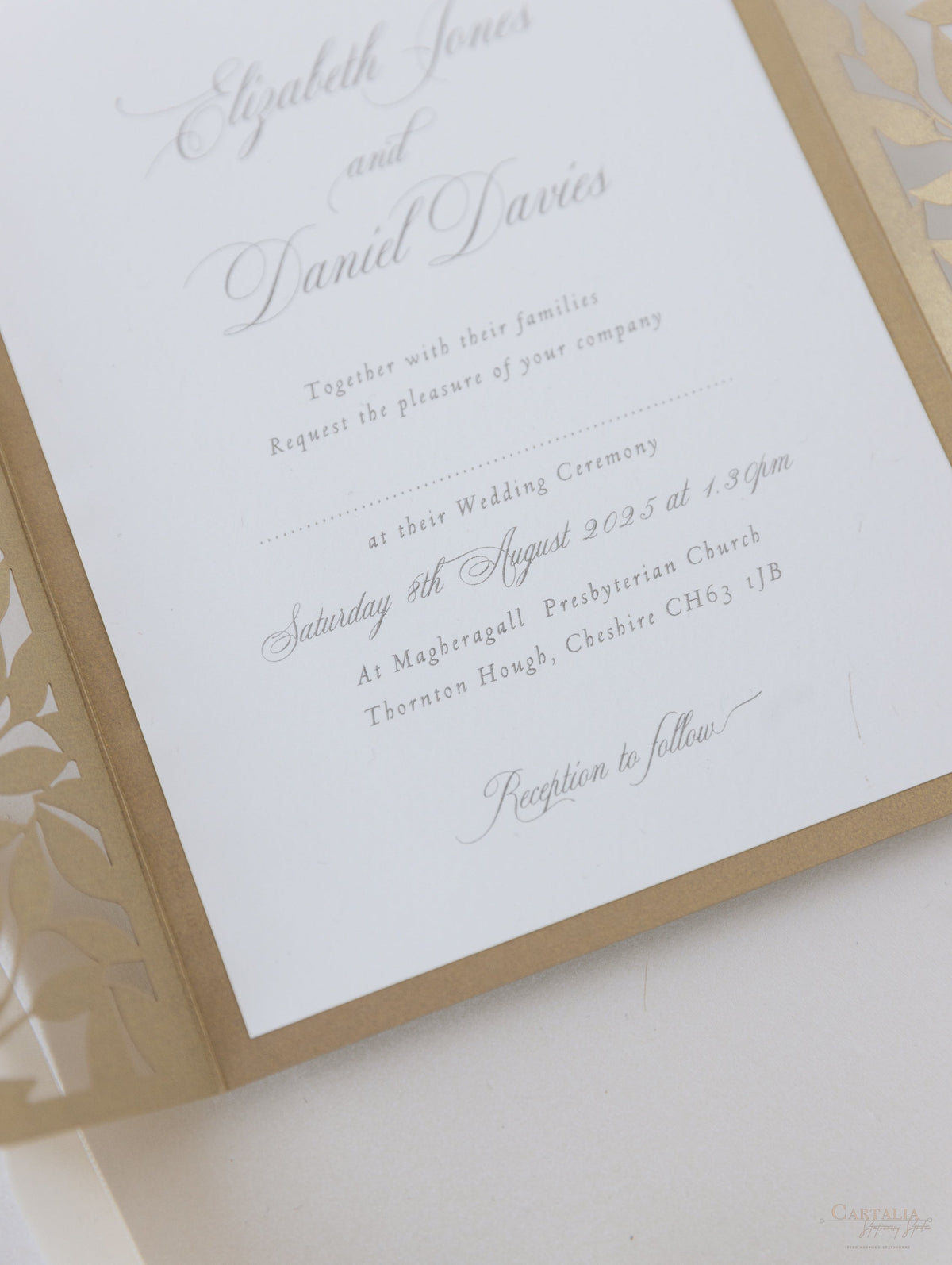 Leafy Arch Gatefold Intricate Laser Cut Leaf Lace Day Invitation