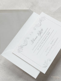 Regal Foil Square Folder with Deckled Edge Envelope Ivory Pocket with Foil Monogram Wedding Suite