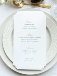 Luxury Plate Menu with Deckled Edge & Gold Foil Monogram