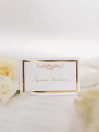 Segnaposto di lusso dorato con supporto laminato