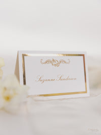 Segnaposto di lusso dorato con supporto laminato