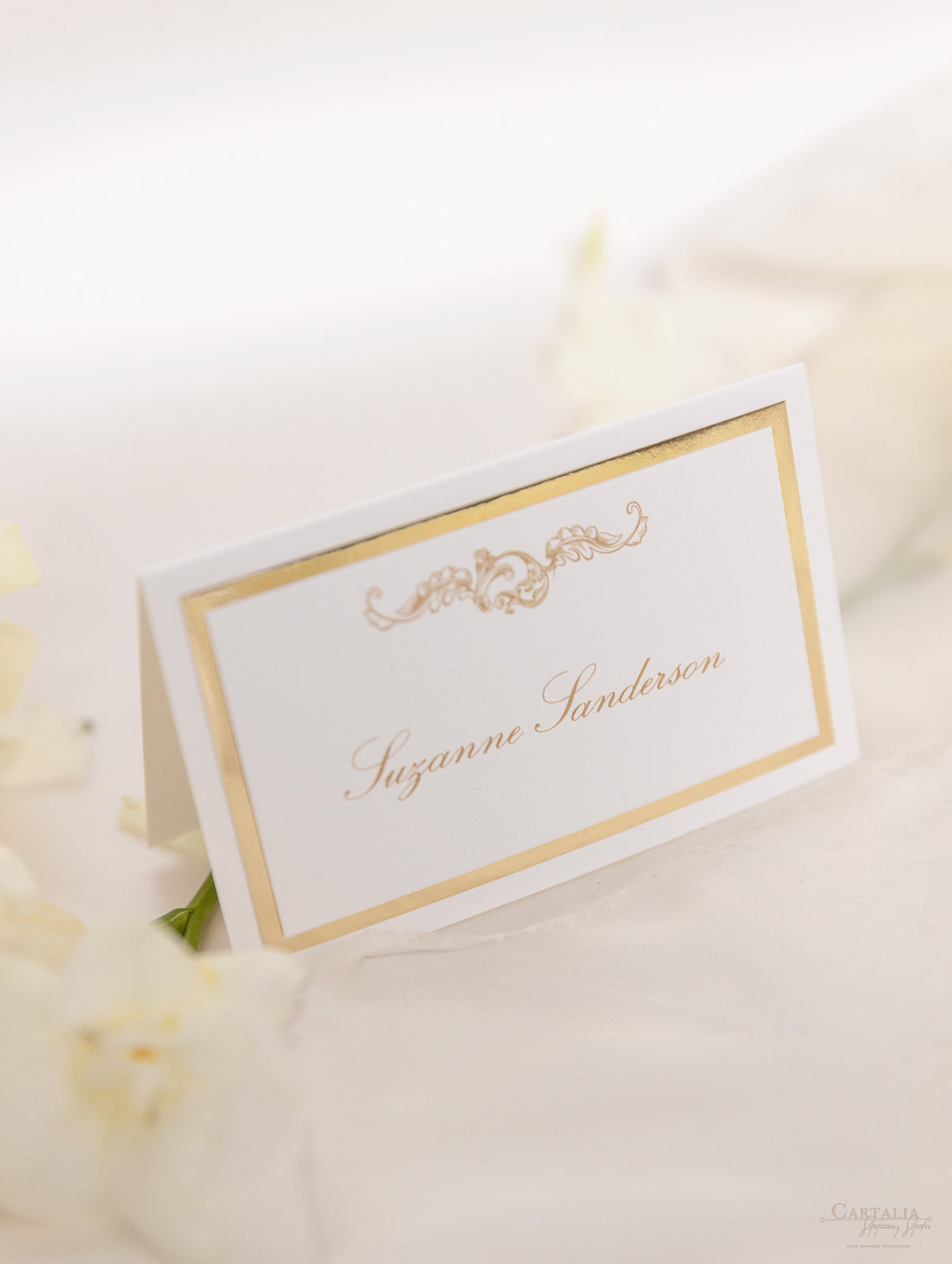 Segnaposto di lusso dorato con supporto laminato