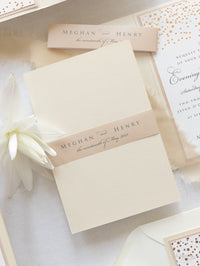 Classic Envelope Reception Fold Folder with Confetti Pocket Suite in Dusty Pink and Champagne