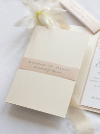 Classic Envelope Reception Fold Folder with Confetti Pocket Suite in Dusty Pink and Champagne