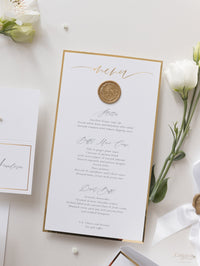 Menu sigillo di ceralacca su misura Cupido Amore con finiture in lamina d'oro