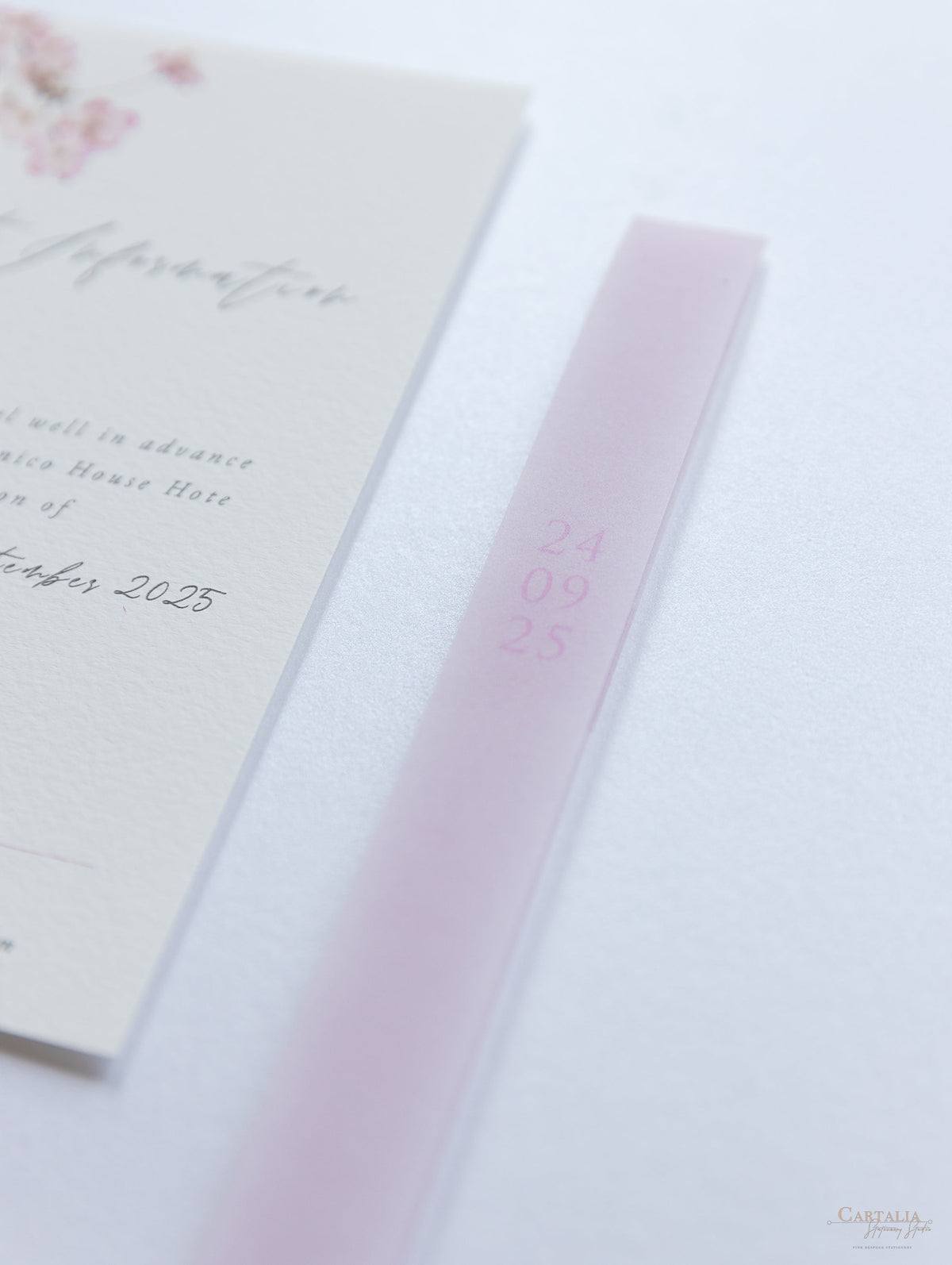 Modern Layered  Vellum/ Parchment Suite with Cherry Blossom Tree & Rose Gold Foil