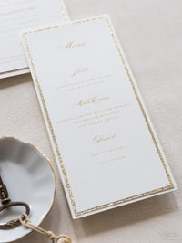 Menu classico di lusso con glitter dorati