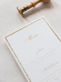 Menu classico di lusso con glitter dorati