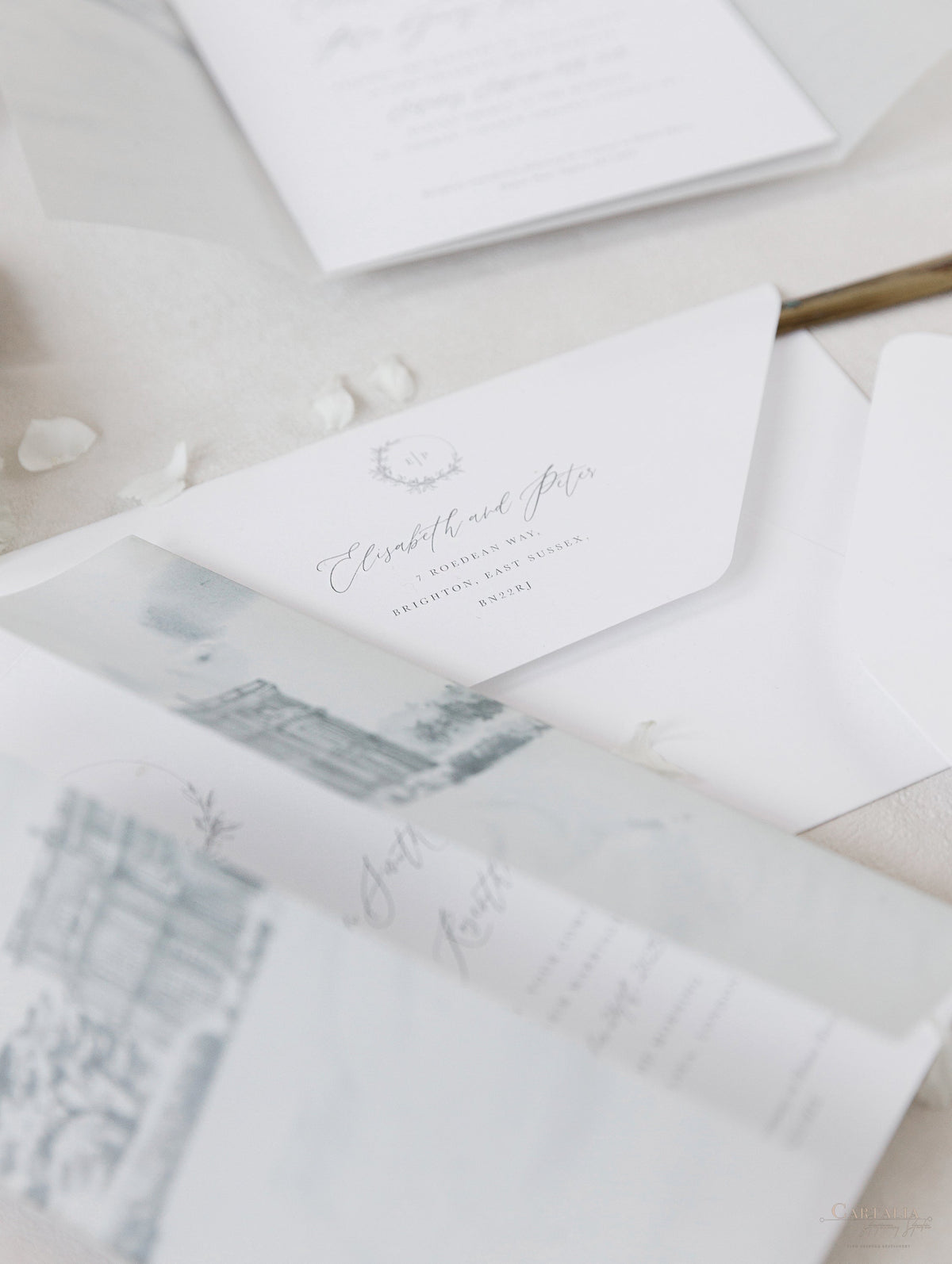 HEDSOR HOUSE | Your Venue invitation on Vellum with Wax Seal Wedding invitation | SAMPLE