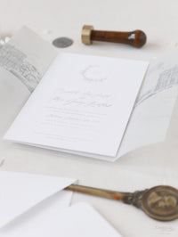 CASA HEDSOR | Invitación a su lugar en pergamino con sello de cera Invitación de boda | MUESTRA