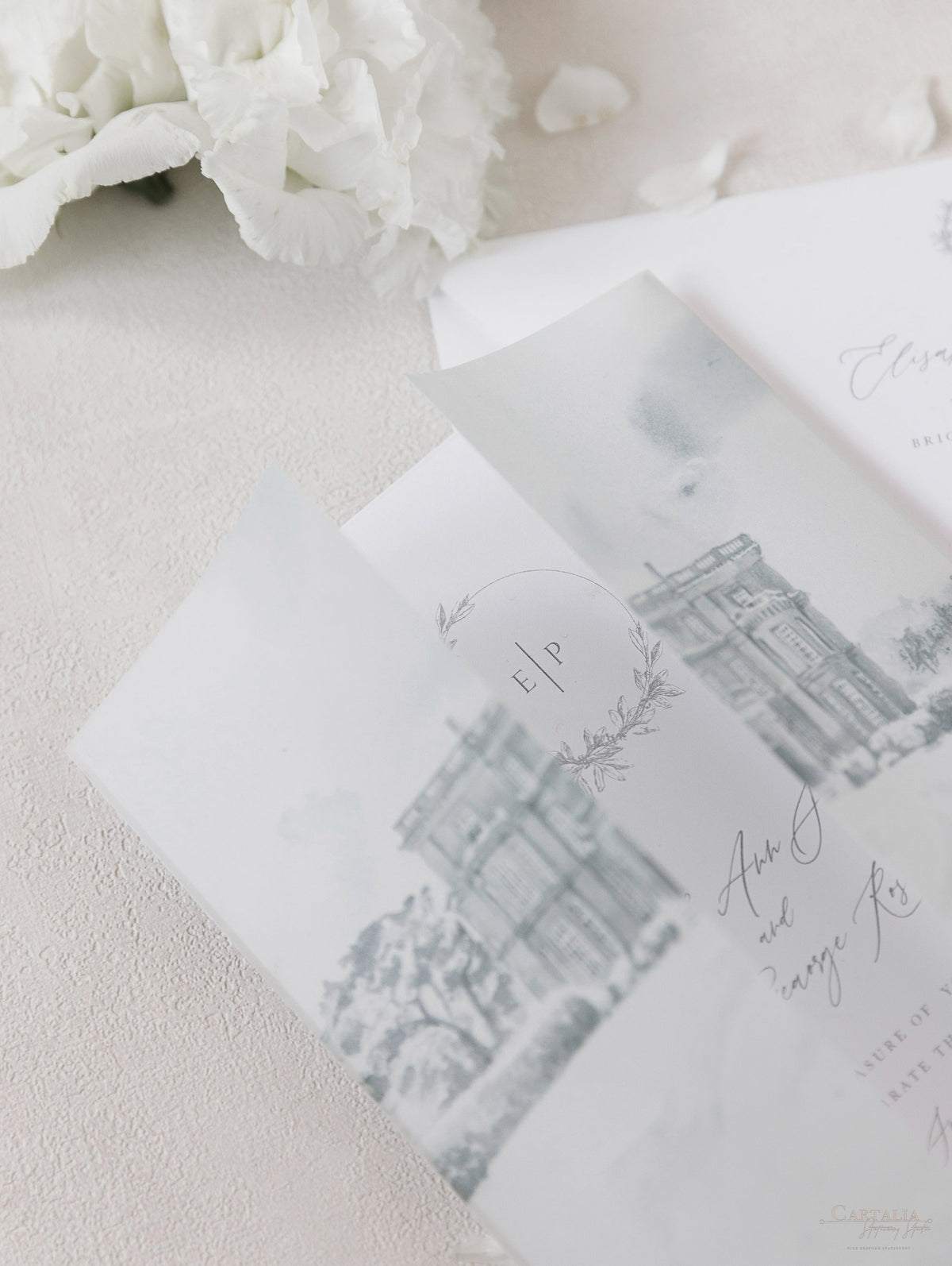 HEDSOR HOUSE | Your Venue invitation on Vellum with Wax Seal Wedding invitation | SAMPLE