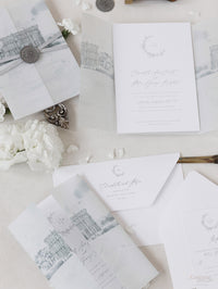 HEDSOR HOUSE | Your Venue invitation on Vellum with Wax Seal Wedding invitation | SAMPLE