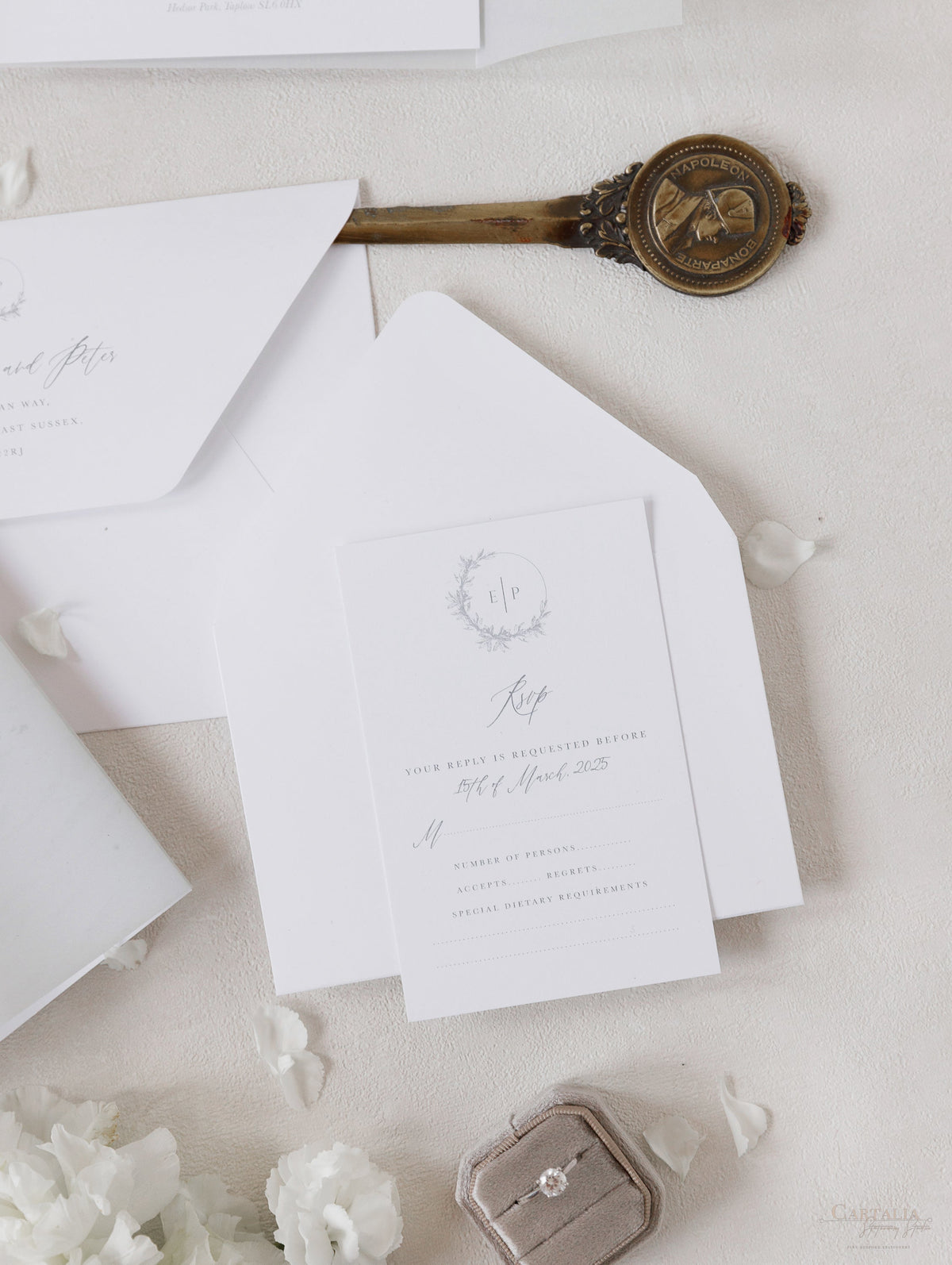 HEDSOR HOUSE | Your Venue invitation on Vellum with Wax Seal Wedding invitation | SAMPLE