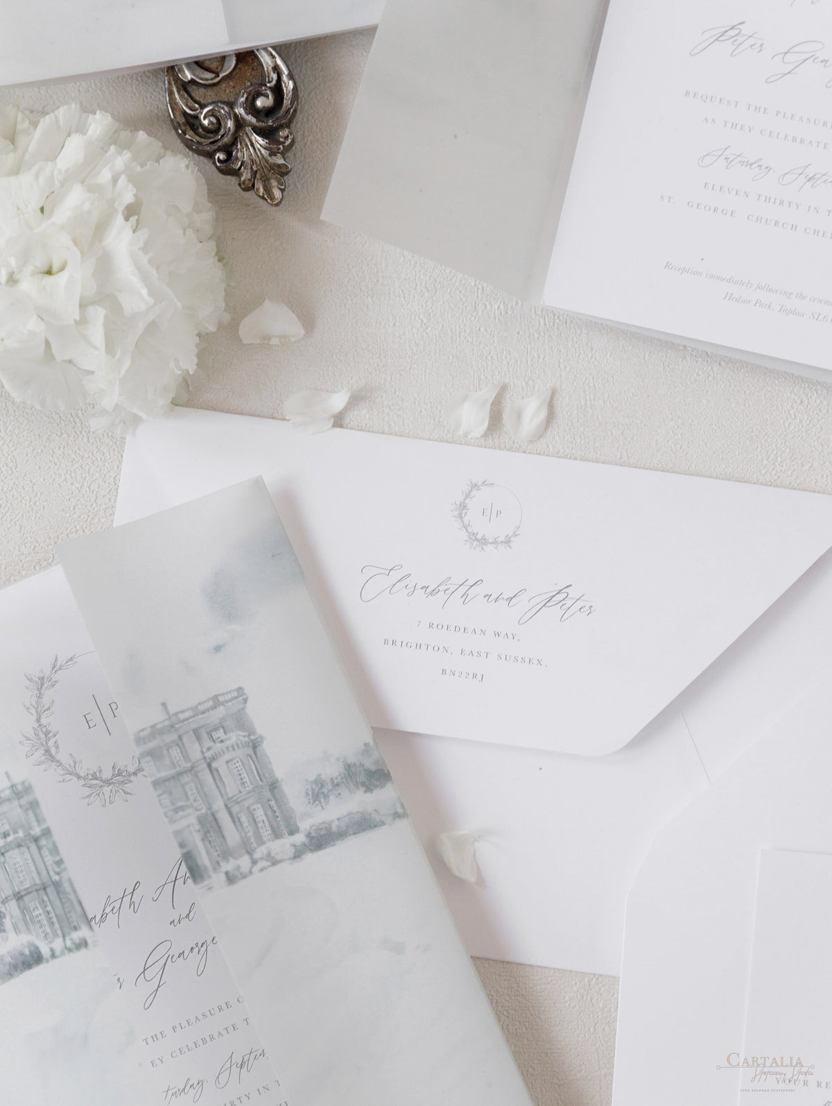 HEDSOR HOUSE | Your Venue invitation on Vellum with Wax Seal Wedding invitation | SAMPLE