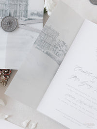 HEDSOR HOUSE | Your Venue invitation on Vellum with Wax Seal Wedding invitation | SAMPLE