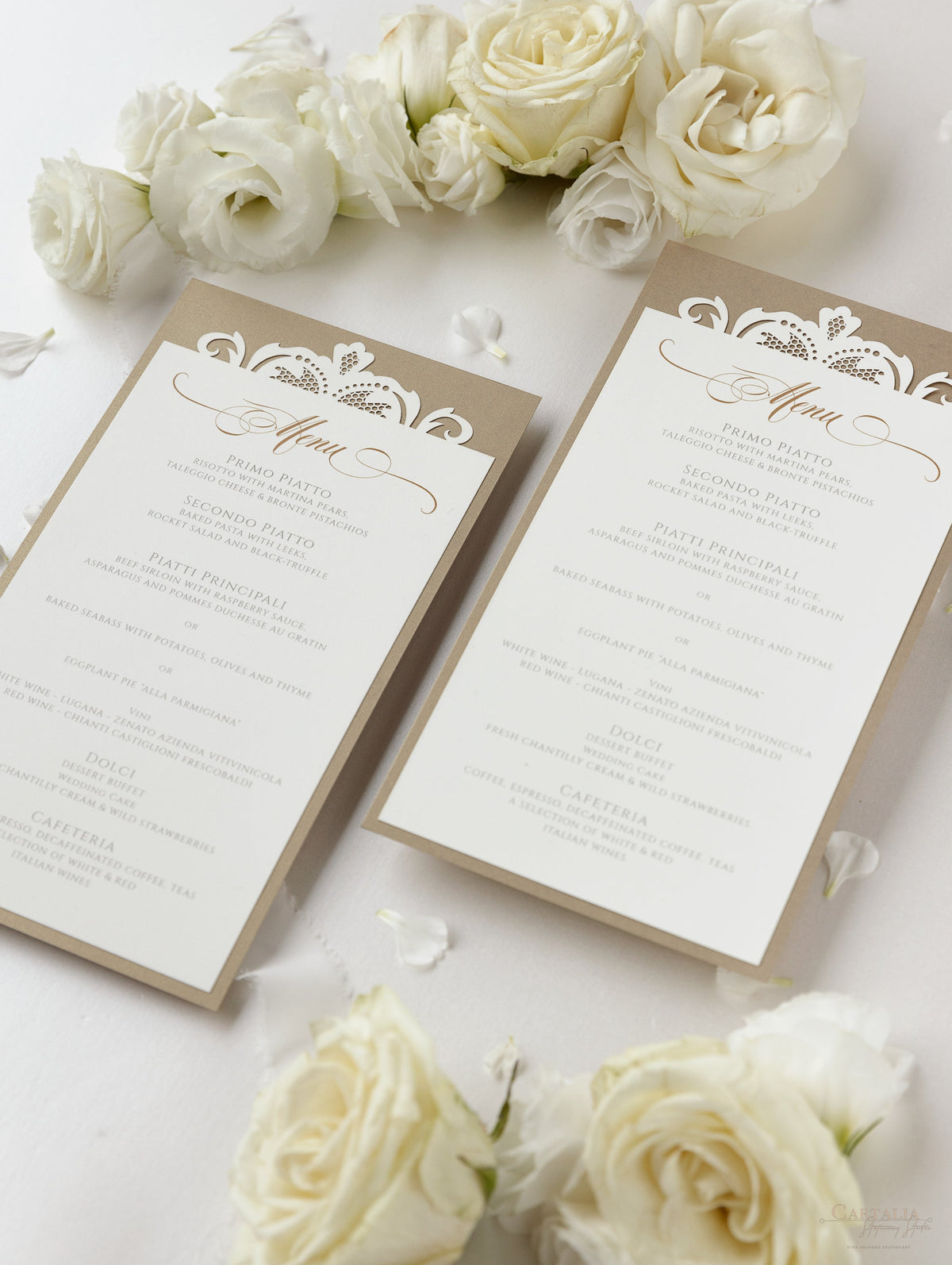 Luxury Old Gold Opulence Laser Cut Plate Menu