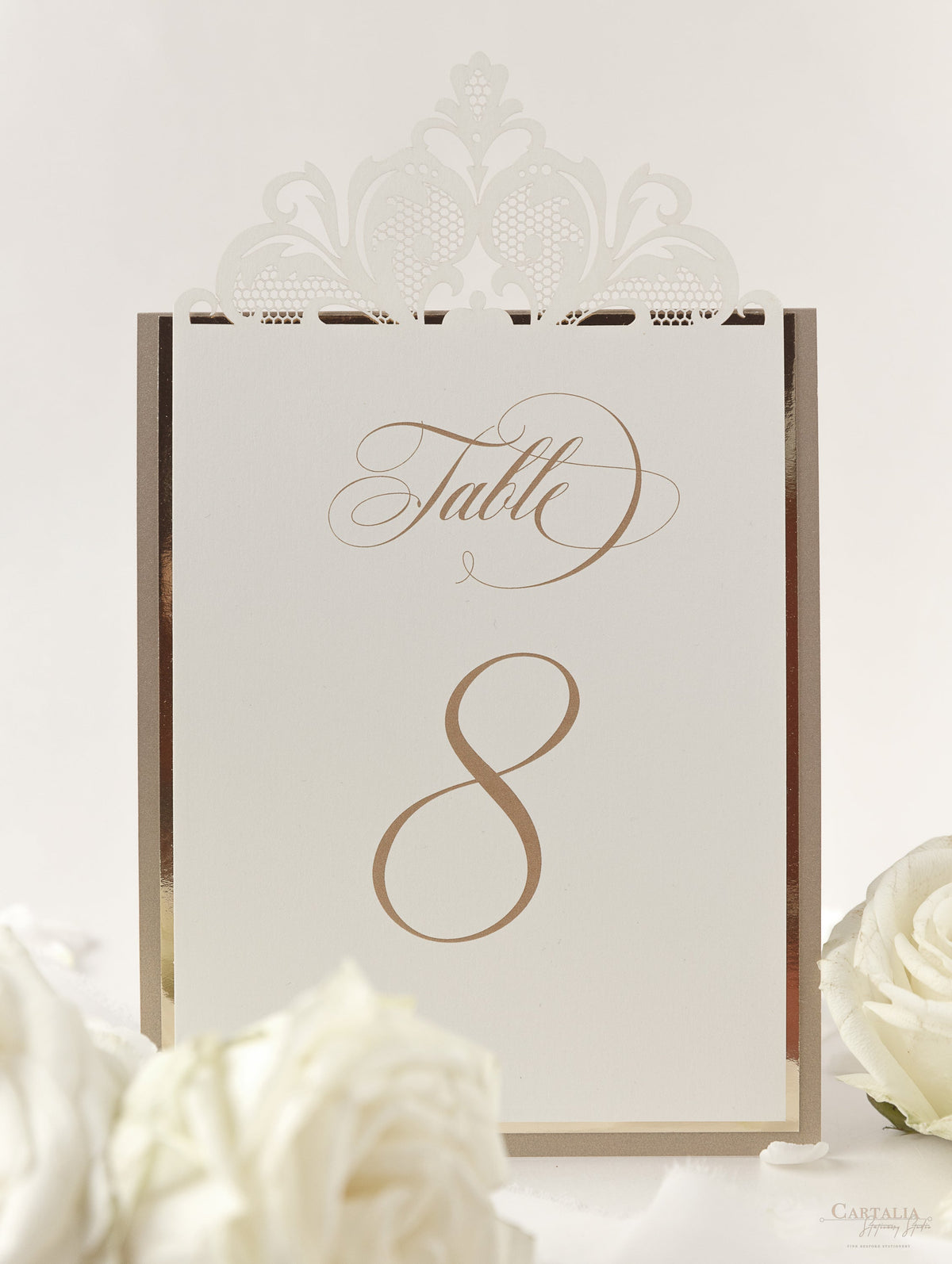 Old Gold Opulence Table Number with Gold Mirror Backing