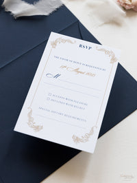 Suite tascabile classica di lusso blu scuro e oro con lamina d'oro e matrimonio con 3 inserti ripiegabili