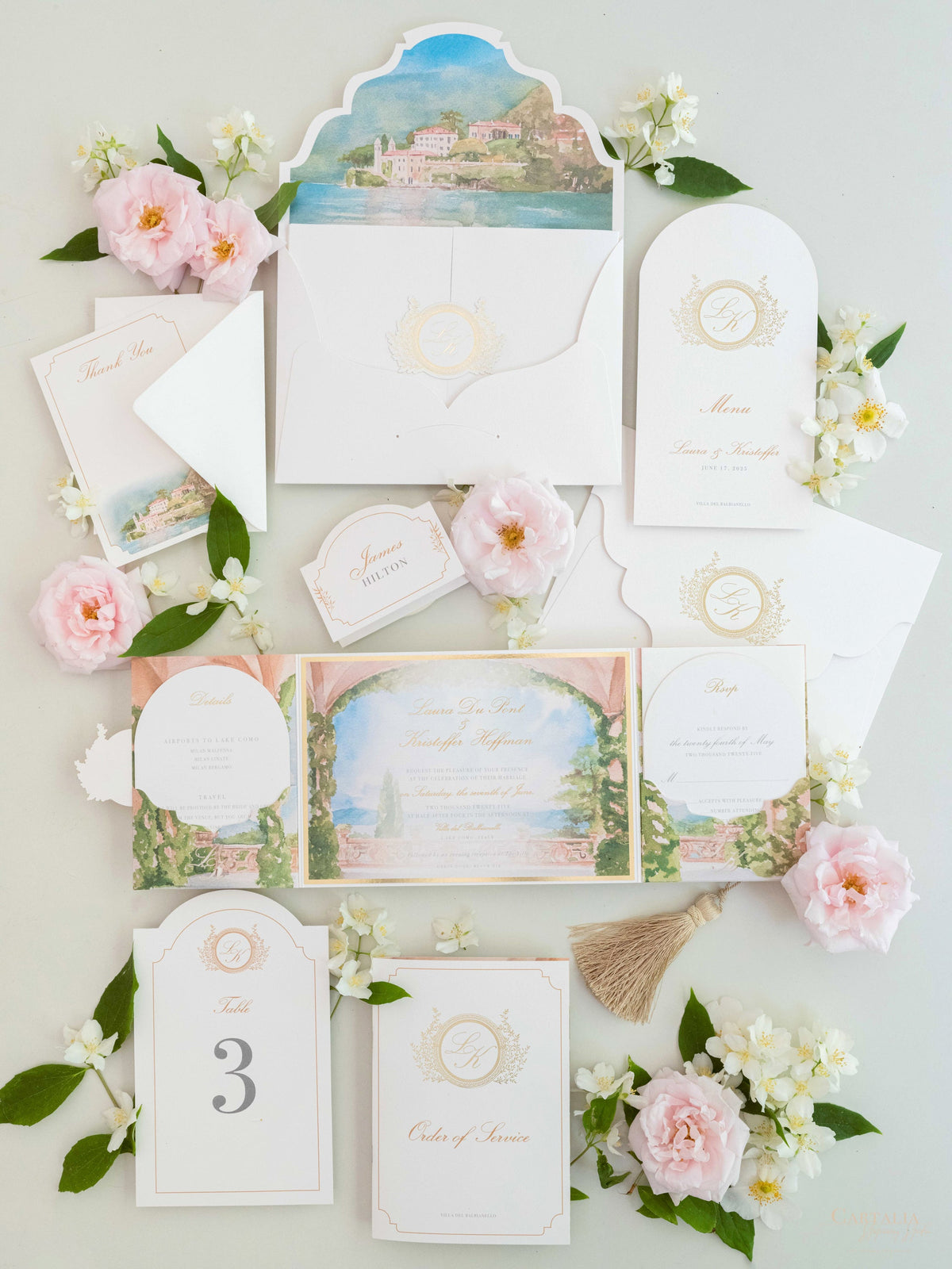 Design del menu con piastra ad arco | Villa del Balbianello
