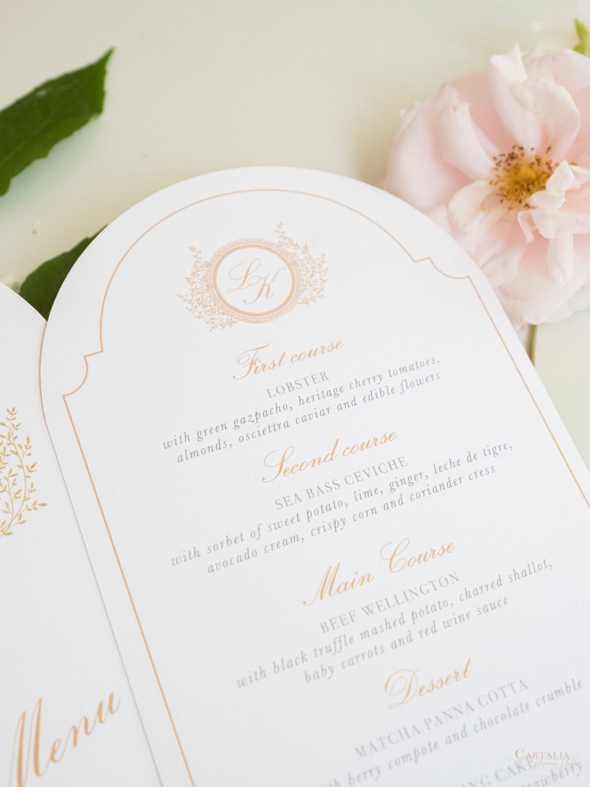 Design del menu con piastra ad arco | Villa del Balbianello