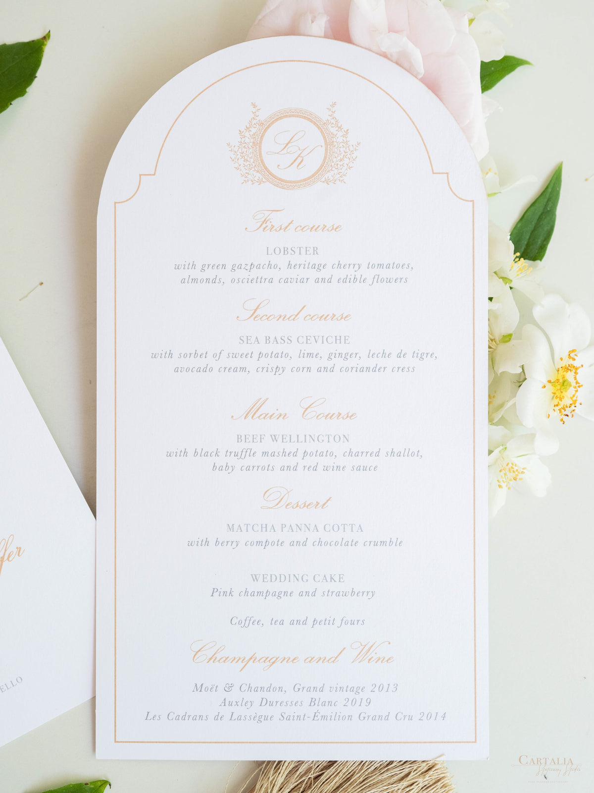 Design del menu con piastra ad arco | Villa del Balbianello