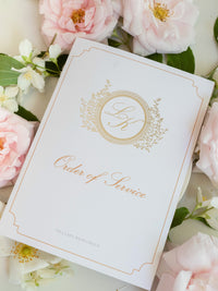 Bespoke Order Of Service with Watercolour Venue & Gold Foil | Villa del Balbianello, Lake Como Wedding